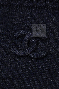CHANEL 09A Black Dark Navy Wool Cashmere CC Logo Knit Dress 38 4
