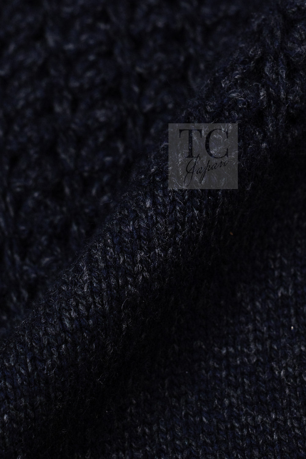 CHANEL 09A Black Dark Navy Wool Cashmere CC Logo Knit Dress 38 6