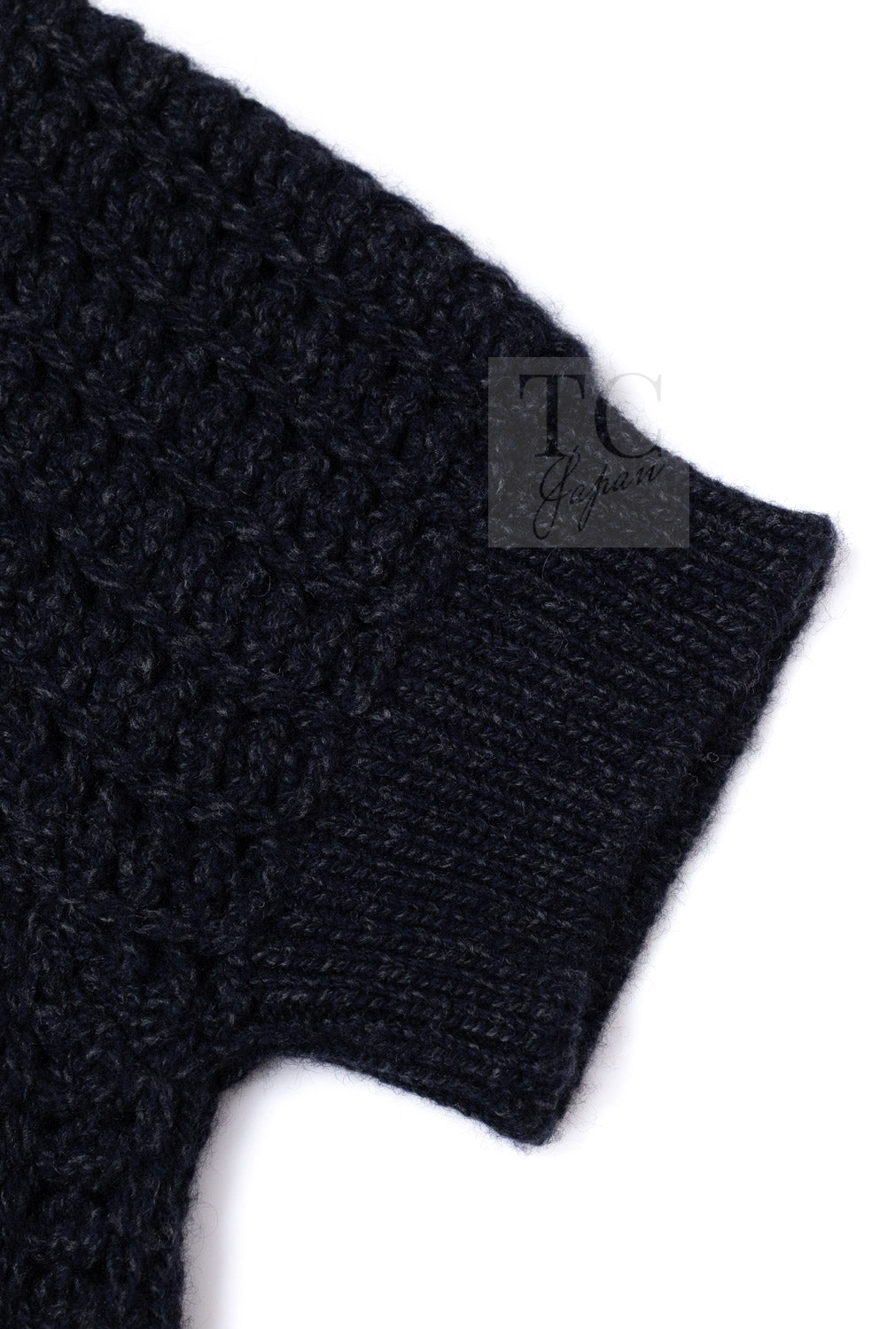 CHANEL 09A Black Dark Navy Wool Cashmere CC Logo Knit Dress 38 7