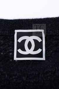 CHANEL 09A Black Dark Navy Wool Cashmere CC Logo Knit Dress 38 9