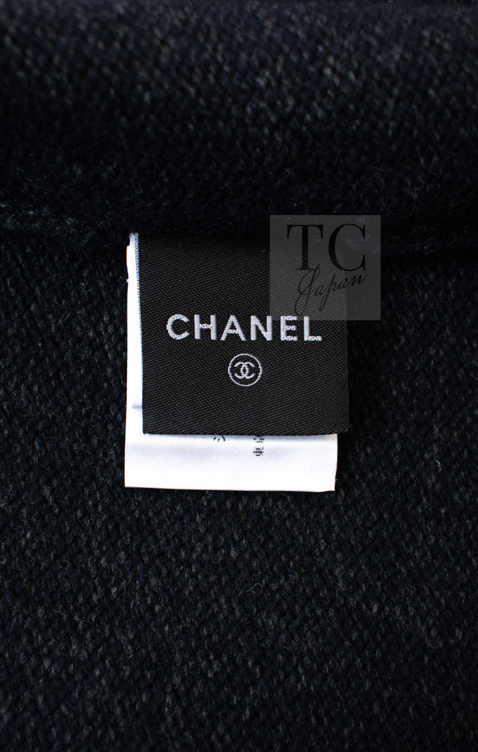 CHANEL 09A Black Dark Navy Wool Cashmere CC Logo Knit Dress 38 17