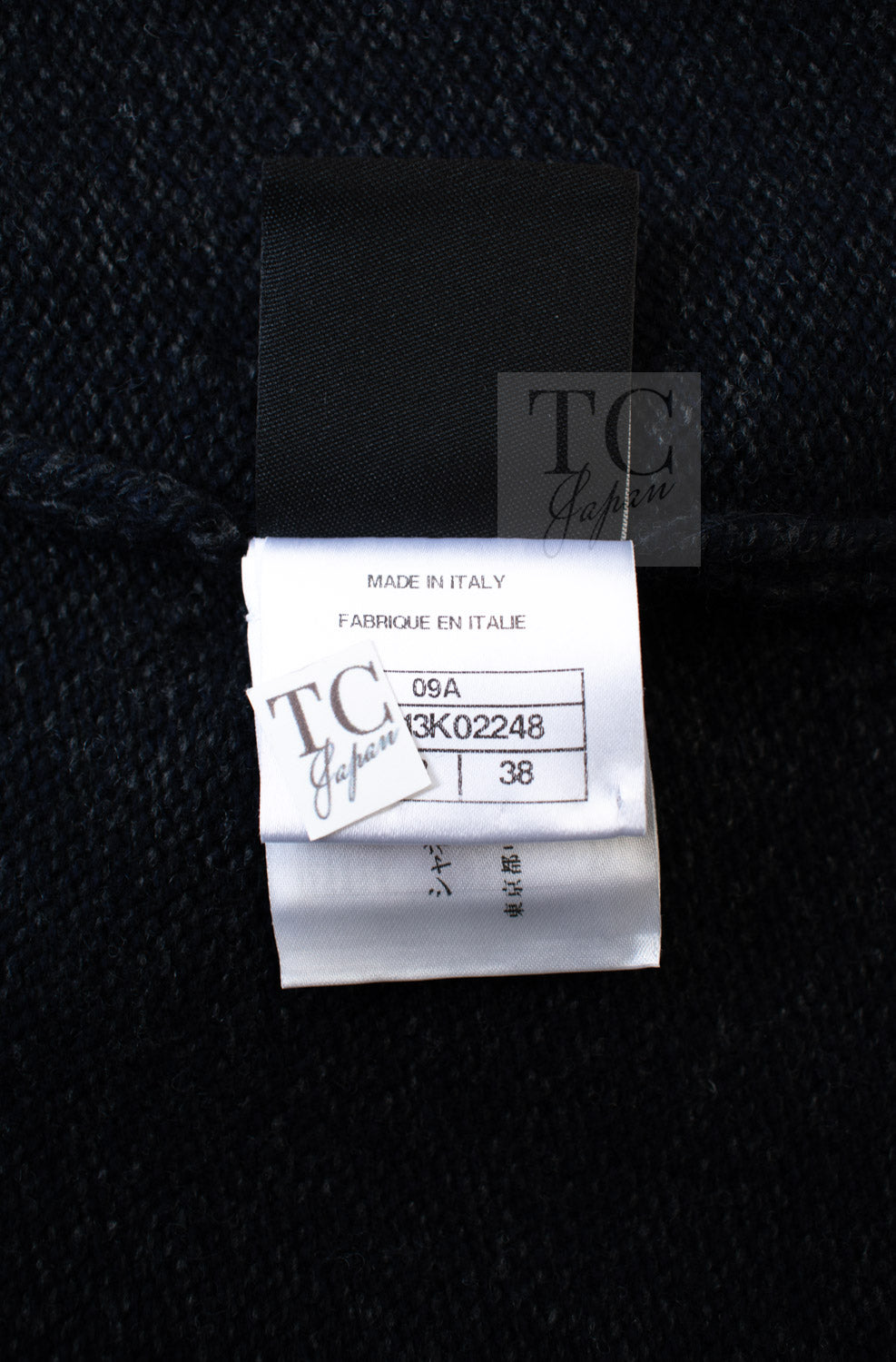 CHANEL 09A Black Dark Navy Wool Cashmere CC Logo Knit Dress 38 10