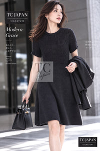 シャネル ワンピース CHANEL 09A グレー ウール カシミヤ CC ロゴ ニット ココマーク 34 42