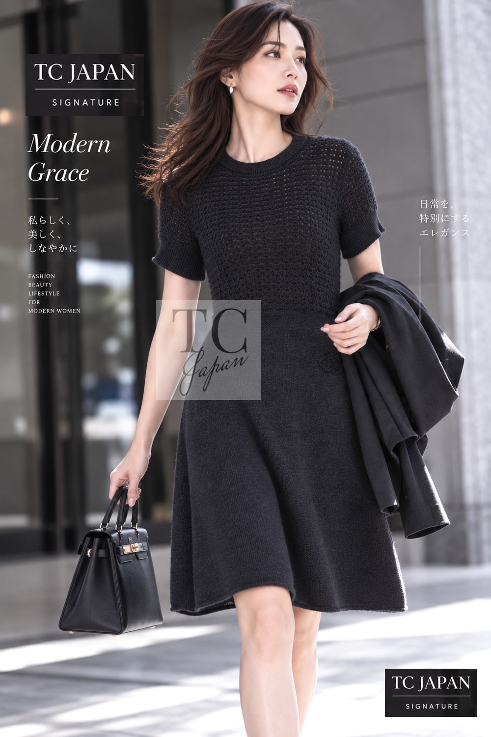 シャネル ワンピース CHANEL 09A グレー ウール カシミヤ CC ロゴ ニット ココマーク 34 42