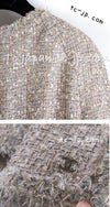 CHANEL 05S Beige Gold Silver Metallic Tweed Jacket Skirt Suit 44 46 シャネル ベージュ ゴールド メタリック ルサージュ ツイード ジャケット スカート スーツ 即発