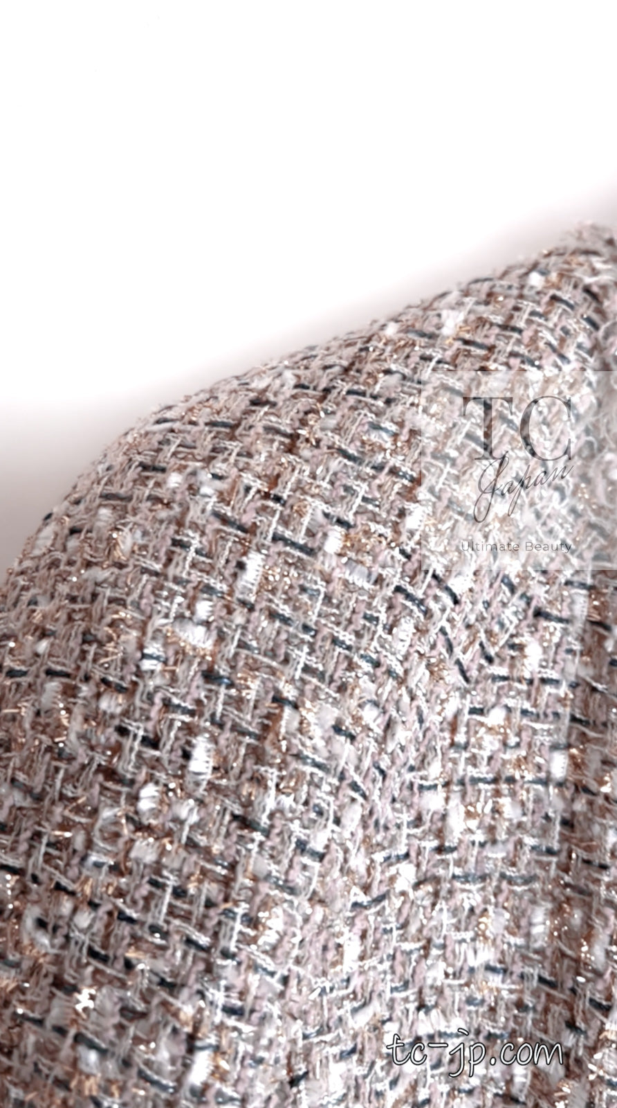 CHANEL 05S Beige Gold Silver Metallic Tweed Jacket Skirt Suit 44 46 シャネル ベージュ ゴールド メタリック ルサージュ ツイード ジャケット スカート スーツ 即発