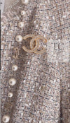 CHANEL 05S Beige Gold Silver Metallic Tweed Jacket Skirt Suit 44 46 シャネル ベージュ ゴールド メタリック ルサージュ ツイード ジャケット スカート スーツ 即発