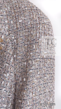 CHANEL 05S Beige Gold Silver Metallic Tweed Jacket Skirt Suit 44 46 シャネル ベージュ ゴールド メタリック ルサージュ ツイード ジャケット スカート スーツ 即発
