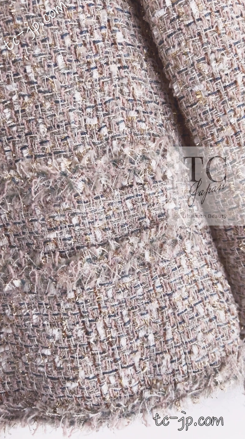 CHANEL 05S Beige Gold Silver Metallic Tweed Jacket Skirt Suit 44 46 シャネル ベージュ ゴールド メタリック ルサージュ ツイード ジャケット スカート スーツ 即発