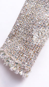 CHANEL 05S Beige Gold Silver Metallic Tweed Jacket Skirt Suit 44 46 シャネル ベージュ ゴールド メタリック ルサージュ ツイード ジャケット スカート スーツ 即発