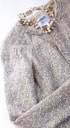 CHANEL 05S Beige Gold Silver Metallic Tweed Jacket Skirt Suit 44 46 シャネル ベージュ ゴールド メタリック ルサージュ ツイード ジャケット スカート スーツ 即発