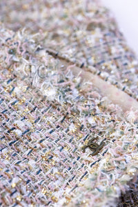 CHANEL 05S Beige Gold Silver Metallic Tweed Jacket Skirt Suit 44 46 シャネル ベージュ ゴールド メタリック ルサージュ ツイード ジャケット スカート スーツ 即発