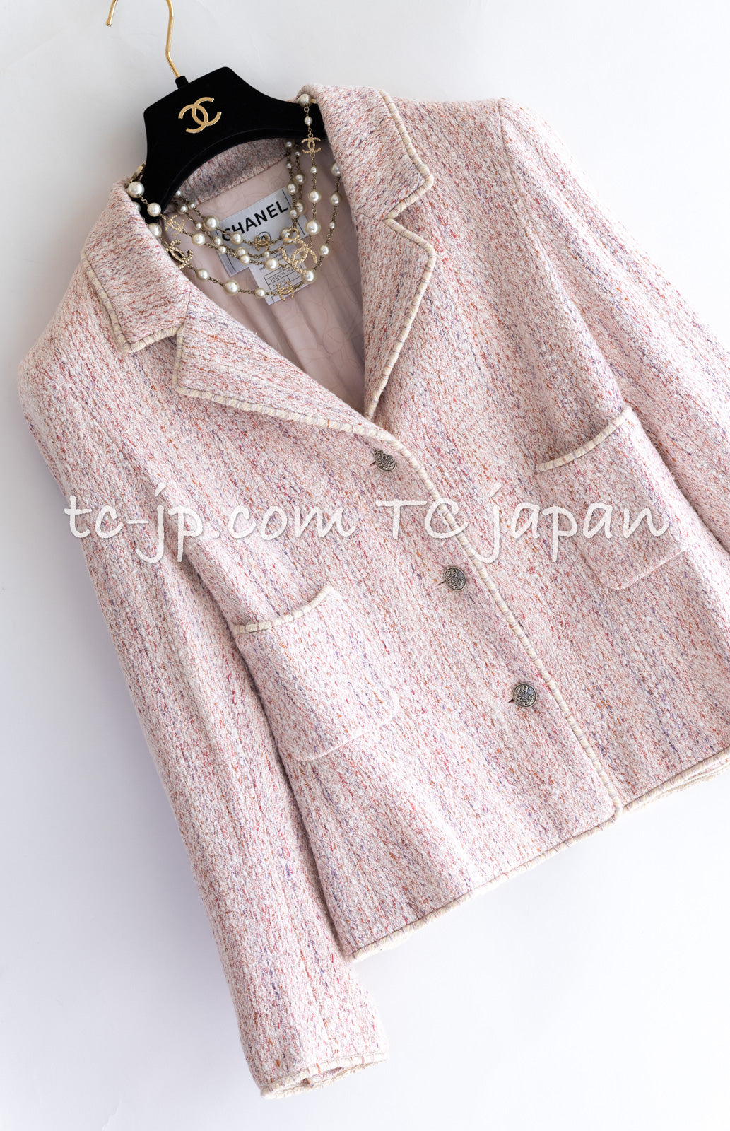 シャネル ジャケット CHANEL ピンク シルク コットン ツイード 05C Pink Silk Cotton Tweed Jacket – TC  JAPAN