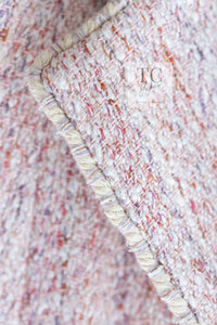 CHANEL 05C Pink Ivory Silk Cotton Tweed Jacket 40 シャネル ピンク アイボリー シルク コットン ツイード ジャケット 即発