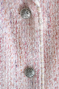CHANEL 05C Pink Ivory Silk Cotton Tweed Jacket 40 シャネル ピンク アイボリー シルク コットン ツイード ジャケット 即発