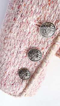 CHANEL 05C Pink Ivory Silk Cotton Tweed Jacket 40 シャネル ピンク アイボリー シルク コットン ツイード ジャケット 即発