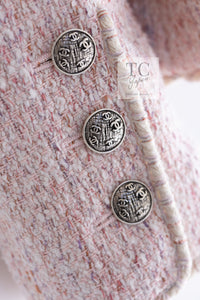 CHANEL 05C Pink Ivory Silk Cotton Tweed Jacket 40 シャネル ピンク アイボリー シルク コットン ツイード ジャケット 即発