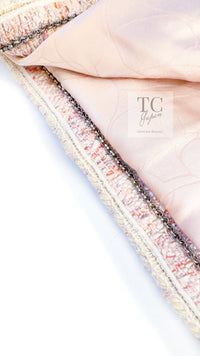 CHANEL 05C Pink Ivory Silk Cotton Tweed Jacket 40 シャネル ピンク アイボリー シルク コットン ツイード ジャケット 即発