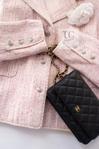CHANEL 05C Pink Ivory Silk Cotton Tweed Jacket 40 シャネル ピンク アイボリー シルク コットン ツイード ジャケット 即発