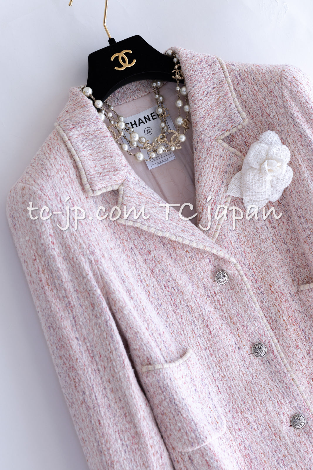 シャネル ジャケット CHANEL ピンク シルク コットン ツイード 05C Pink Silk Cotton Tweed Jacket – TC  JAPAN