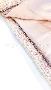 CHANEL 05C Pink Silk Cotton Tweed Jacket Skirt Suit 38 40 42 シャネル ピンク シルク コットン ツイード ジャケット スカート スーツ 即発