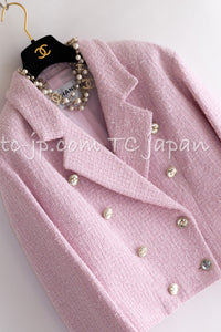 CHANEL 21S Light Pink Double Tweed Jacket 34 シャネル ライト ピンク ココボタン ダブル ツイード ジャケット 即発