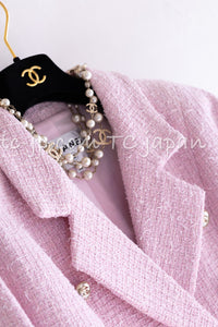 CHANEL 21S Light Pink Double Tweed Jacket 34 シャネル ライト ピンク ココボタン ダブル ツイード ジャケット 即発