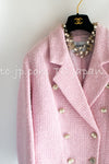 CHANEL 21S Light Pink Double Tweed Jacket 34 シャネル ライト ピンク ココボタン ダブル ツイード ジャケット 即発