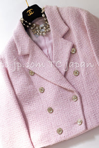 CHANEL 21S Light Pink Double Tweed Jacket 34 シャネル ライト ピンク ココボタン ダブル ツイード ジャケット 即発