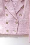 CHANEL 21S Light Pink Double Tweed Jacket 34 シャネル ライト ピンク ココボタン ダブル ツイード ジャケット 即発