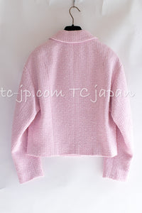 CHANEL 21S Light Pink Double Tweed Jacket 34 シャネル ライト ピンク ココボタン ダブル ツイード ジャケット 即発