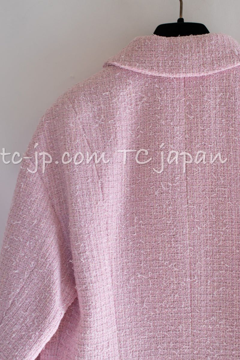 CHANEL 21S Light Pink Double Tweed Jacket 34 シャネル ライト ピンク ココボタン ダブル ツイード ジャケット 即発