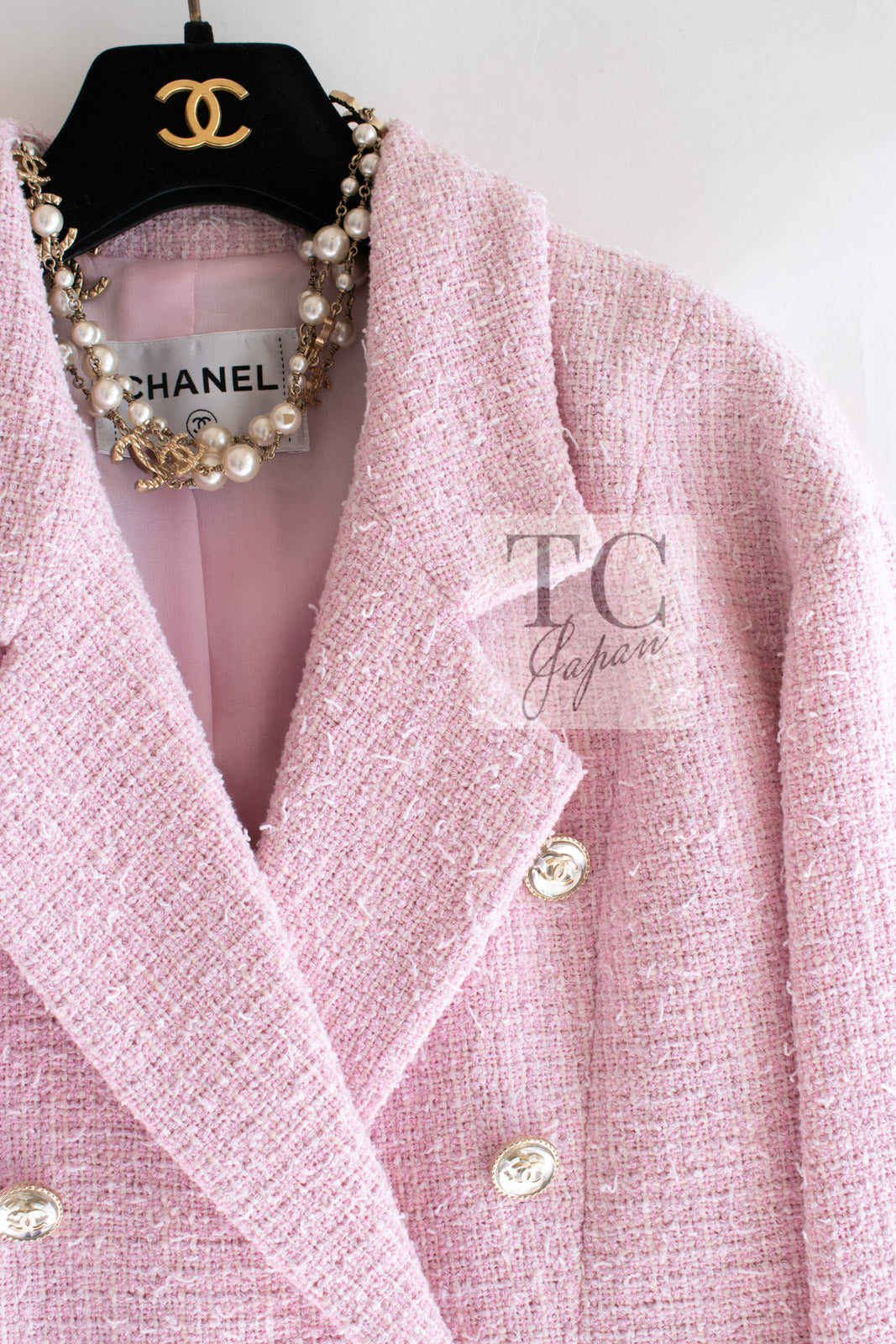CHANEL 21S pink tweed women's jacket / シャネル レディース ピンク ツイード ジャケット