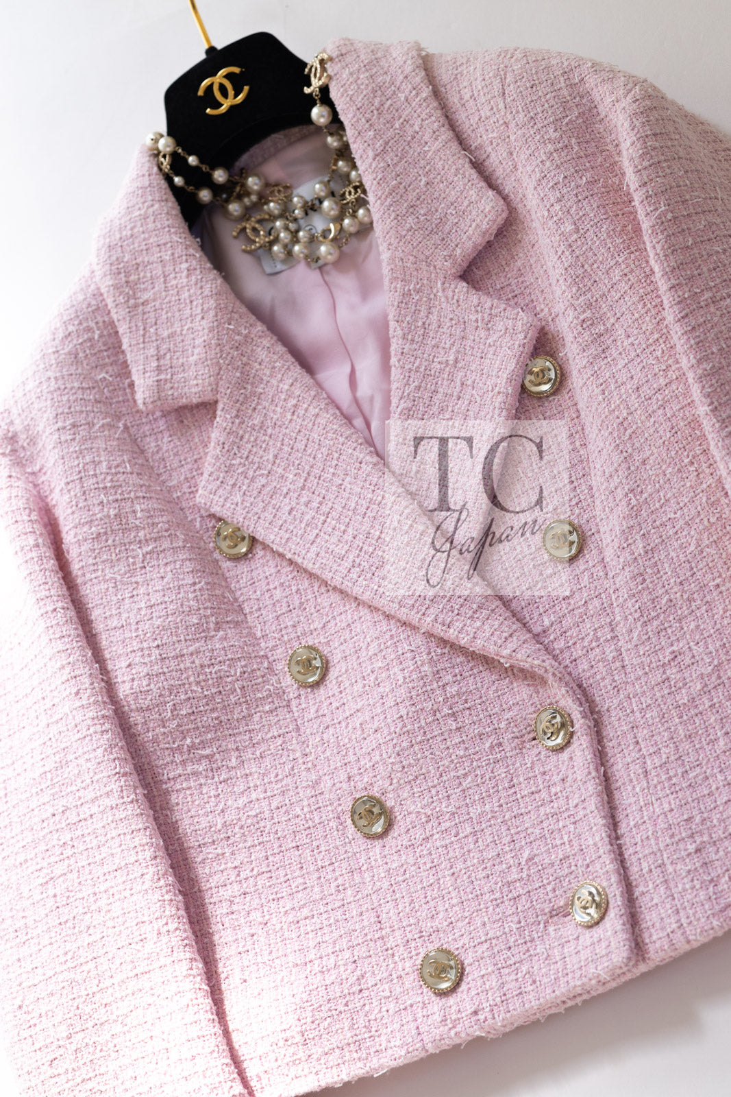 CHANEL 21S pink tweed women's jacket / シャネル レディース ピンク ツイード ジャケット