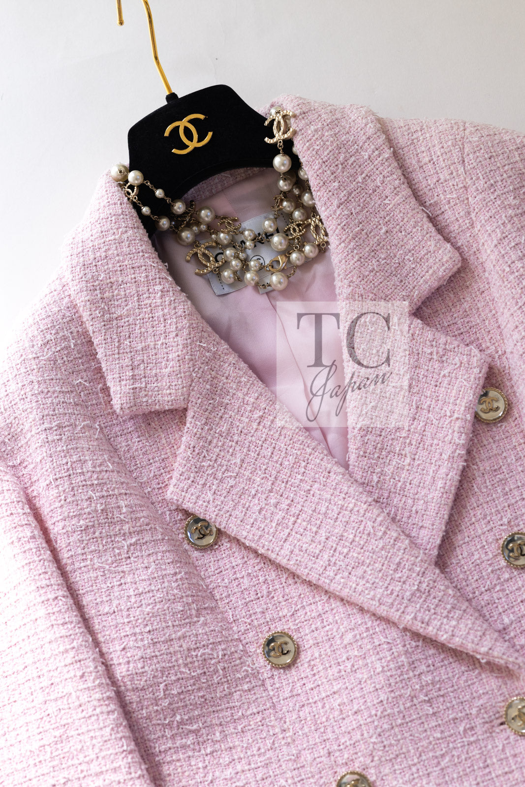 CHANEL 21S pink tweed women's jacket / シャネル レディース ピンク ツイード ジャケット