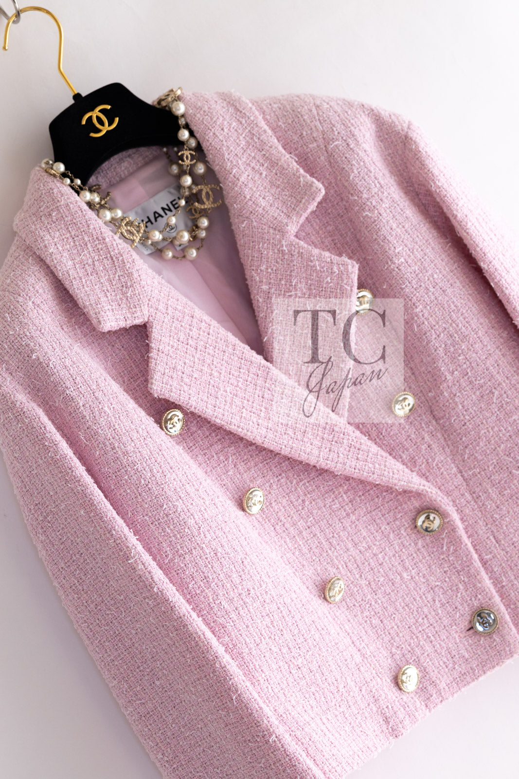 CHANEL 21S pink tweed women's jacket / シャネル レディース ピンク ツイード ジャケット