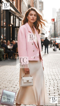 CHANEL 21S pink tweed women's jacket / シャネル レディース ピンク ツイード ジャケット