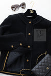 CHANEL Vintage Black Lion Buttons Tweed Jacket Skirt Suit 36 38 シャネル ヴィンテージ ブラック ライオンボタン ツイード ジャケット スカート スーツ 即発