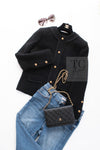CHANEL Vintage Black Lion Buttons Tweed Jacket Skirt Suit 36 38 シャネル ヴィンテージ ブラック ライオンボタン ツイード ジャケット スカート スーツ 即発