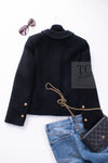 CHANEL Vintage Black Lion Buttons Tweed Jacket Skirt Suit 36 38 シャネル ヴィンテージ ブラック ライオンボタン ツイード ジャケット スカート スーツ 即発