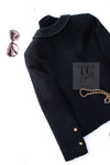 CHANEL Vintage Black Lion Buttons Tweed Jacket Skirt Suit 36 38 シャネル ヴィンテージ ブラック ライオンボタン ツイード ジャケット スカート スーツ 即発