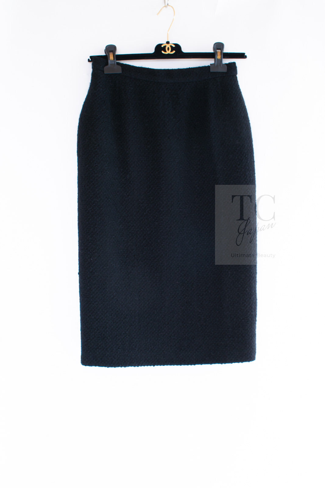 CHANEL Vintage Black Lion Buttons Tweed Jacket Skirt Suit 36 38 シャネル ヴィンテージ ブラック ライオンボタン ツイード ジャケット スカート スーツ 即発