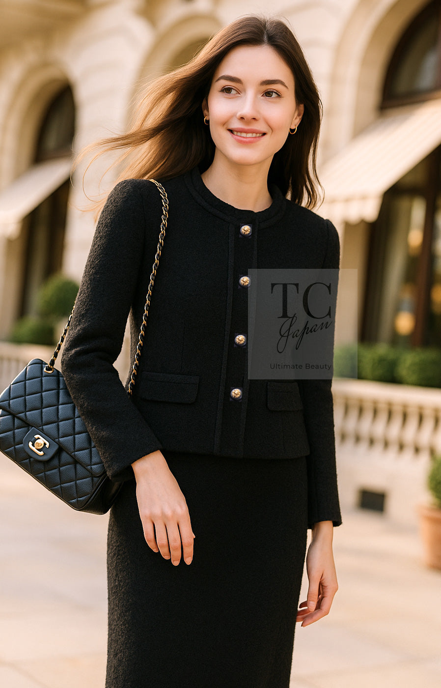 新品タグ付【CHANEL】CCボタンウールクレープジャケットコート CHANEL - ご成約済み✴︎新品タグ付【CHANEL】CCボタンウール