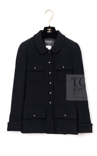 CHANEL 95A Vintage Black Hourglass Wool Jacket Skirt Suit 38 シャネル ヴィンテージ ブラック アワーグラス ウール ジャケット スカート スーツ 即発