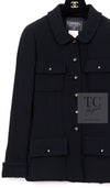 CHANEL 95A Vintage Black Hourglass Wool Jacket Skirt Suit 38 シャネル ヴィンテージ ブラック アワーグラス ウール ジャケット スカート スーツ 即発