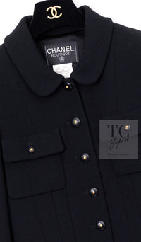 CHANEL 95A Vintage Black Hourglass Wool Jacket Skirt Suit 38 シャネル ヴィンテージ ブラック アワーグラス ウール ジャケット スカート スーツ 即発