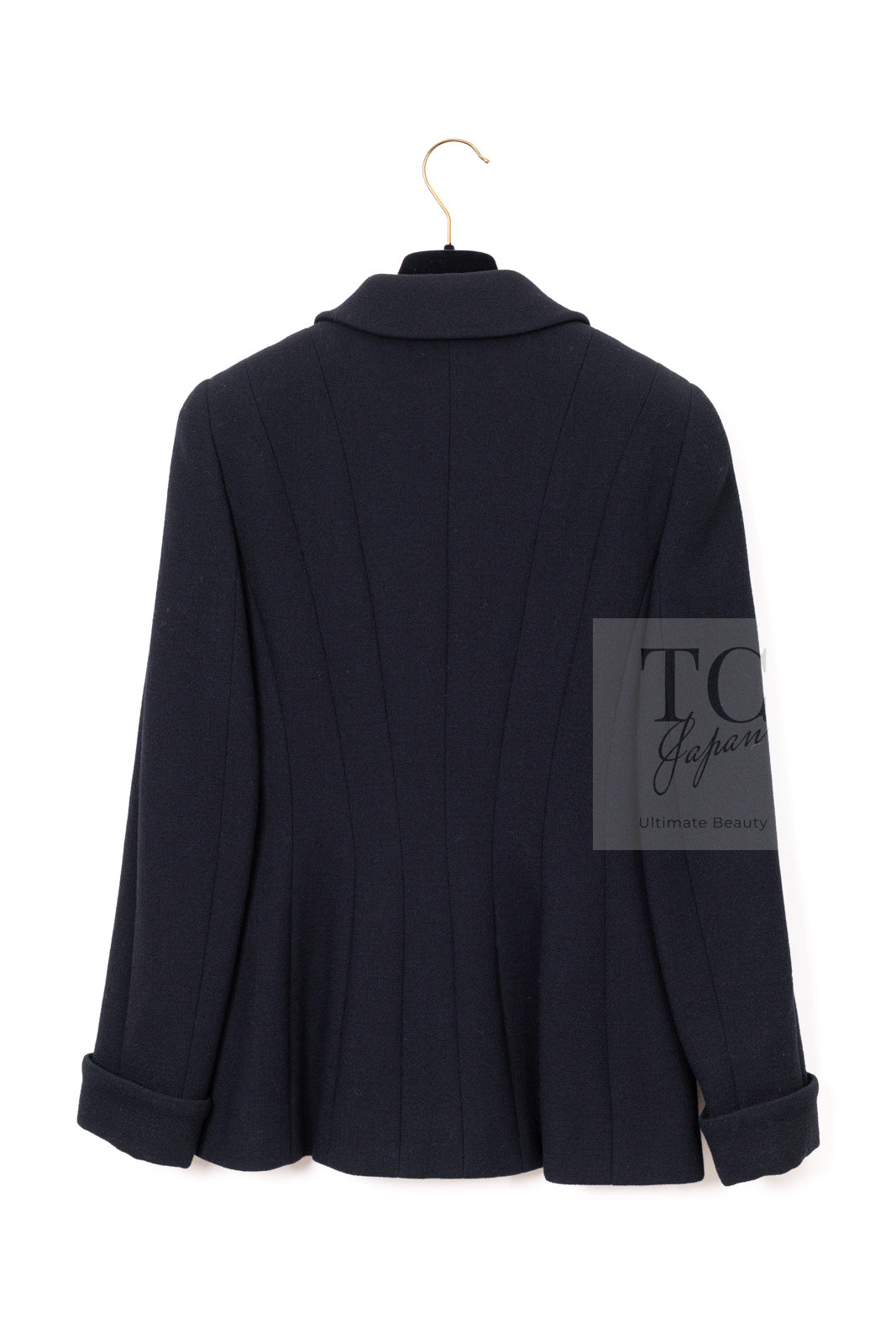 CHANEL 95A Vintage Black Hourglass Wool Jacket Skirt Suit 38 シャネル ヴィンテージ ブラック アワーグラス ウール ジャケット スカート スーツ 即発