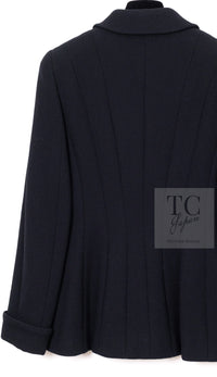 CHANEL 95A Vintage Black Hourglass Wool Jacket Skirt Suit 38 シャネル ヴィンテージ ブラック アワーグラス ウール ジャケット スカート スーツ 即発