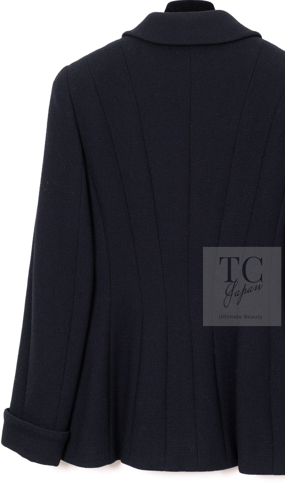 CHANEL 95A Vintage Black Hourglass Wool Jacket Skirt Suit 38 シャネル ヴィンテージ ブラック アワーグラス ウール ジャケット スカート スーツ 即発