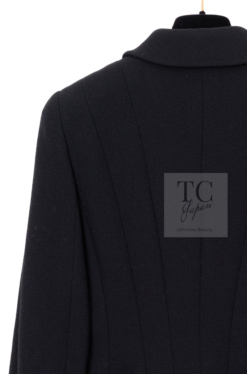 CHANEL 95A Vintage Black Hourglass Wool Jacket Skirt Suit 38 シャネル ヴィンテージ ブラック アワーグラス ウール ジャケット スカート スーツ 即発